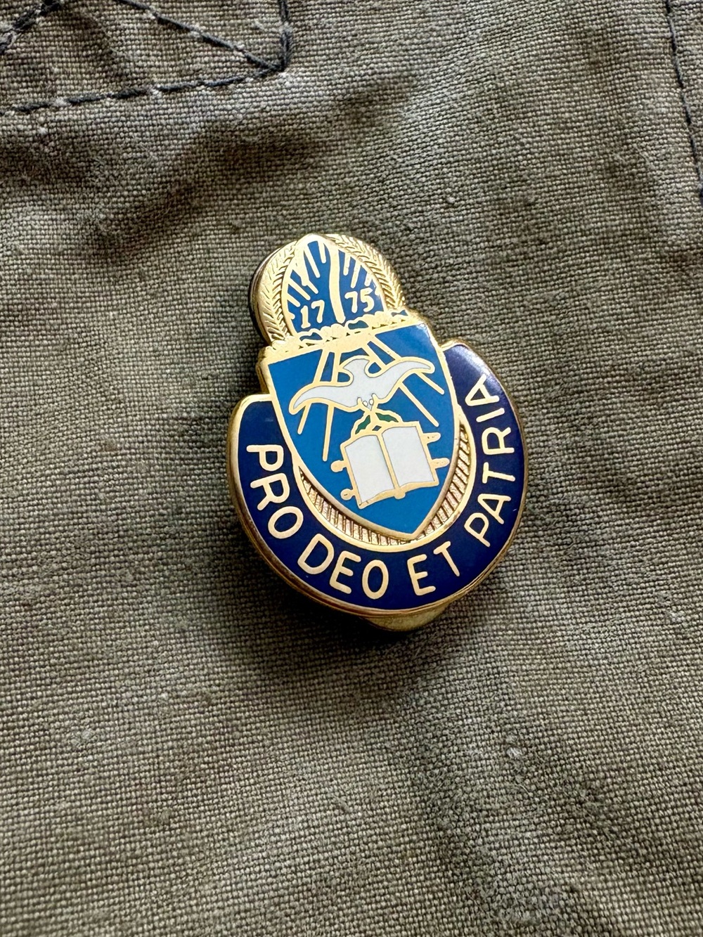 Pro Deo et Patria Blue & Gold Enamel Pin